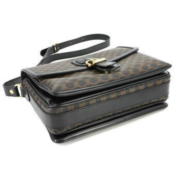 Celine Macadam Shoulder Bag Leather Black Brown - Picture 4 of 9